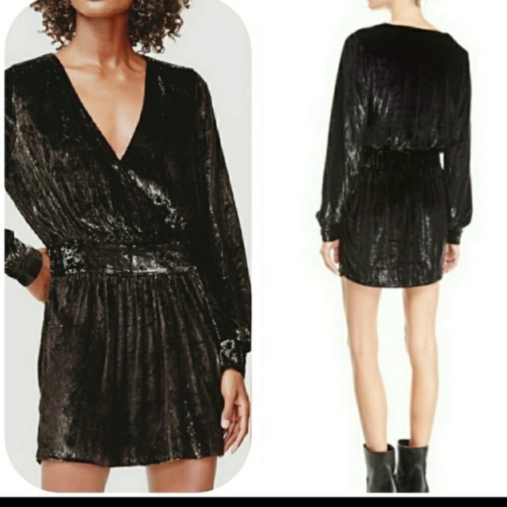 Frame Shimmering Black Mini Dress